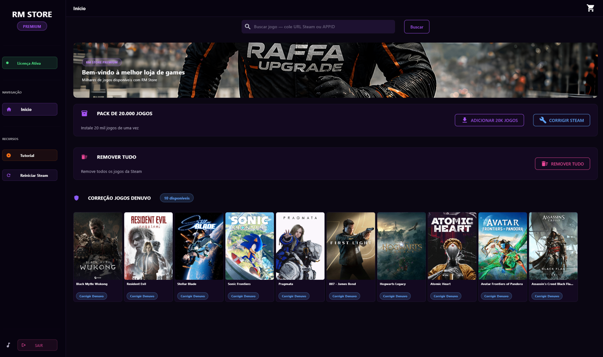 1 LICENÇA RM STORE PREMIUM 150K DE JOGOS + JOGOS DENUVO